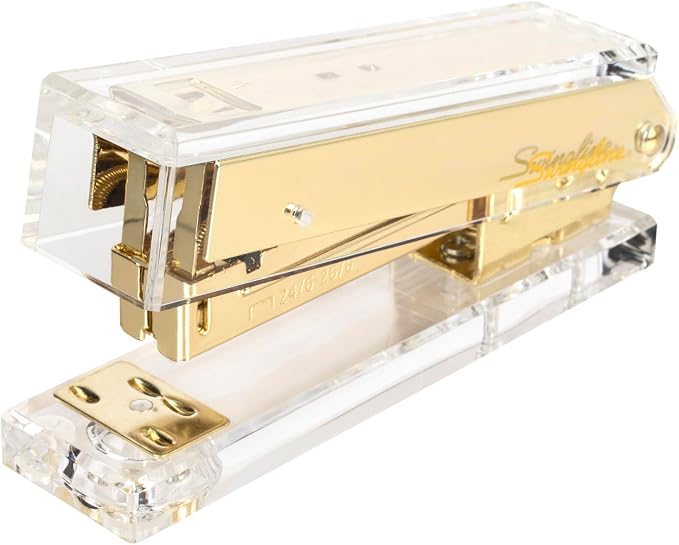 Swingline Compact Clear Acrylic Gold Stapler, 20 Sheet Capacity, Half Strip by Swingline