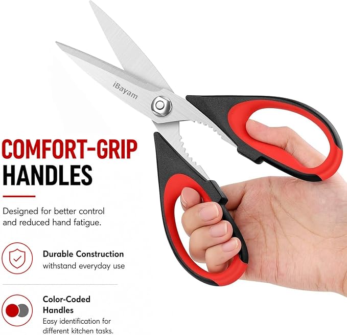 iBayam 3-Pack 8.5"Kitchen Scissors All Purpose Heavy Duty - Image 5