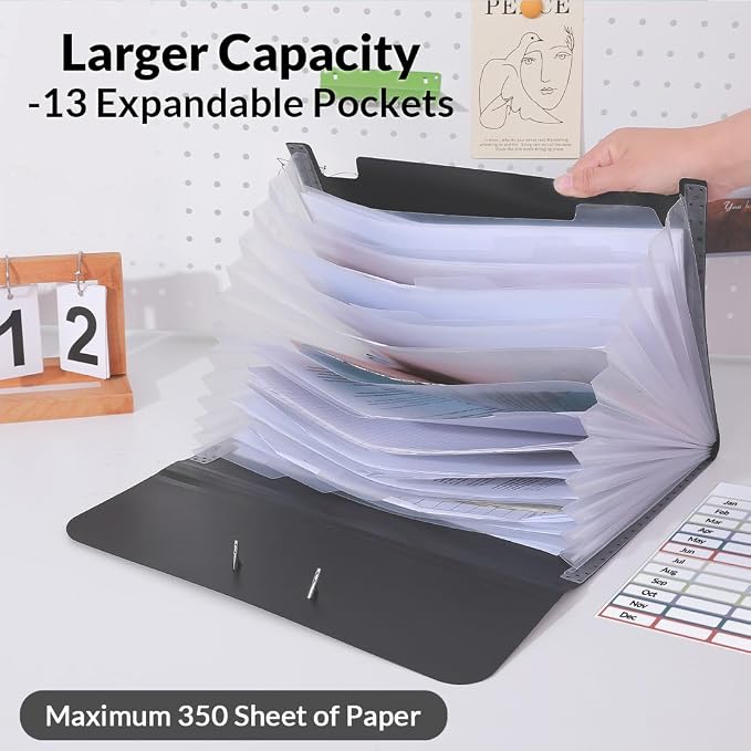 SKYDUE Expanding File Folde rwith 13 Pockets, Accordion File Organizer fits - Image 2