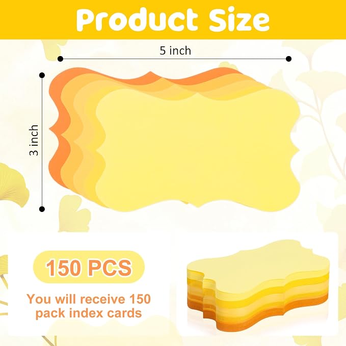 150 Pcs Yellow Blank Index Cards 3x5 Inch Study Notecards Blank Flash Cards - Image 2