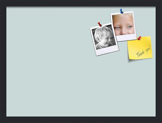 PinPix 23x17 Inch Cork Bulletin Board. This Decorative Framed Pin Board Comes with Soft Blue Design and a Satin Black Frame. Ideal for Home Office Decor or Message Board (PinPix-1814)-DeskLoop Office