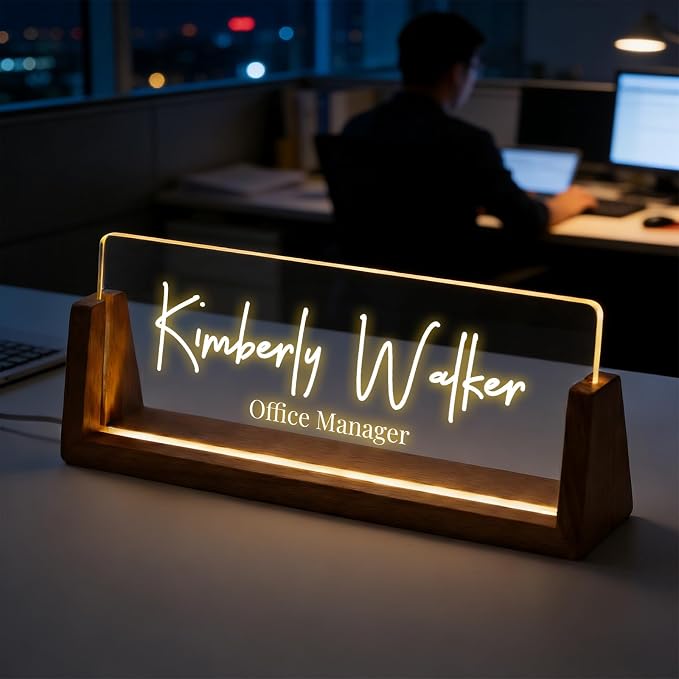 Custom Desk Name Plate, Light Up Acrylic Office Sign, Personalized Gift by PersonalizedGifts