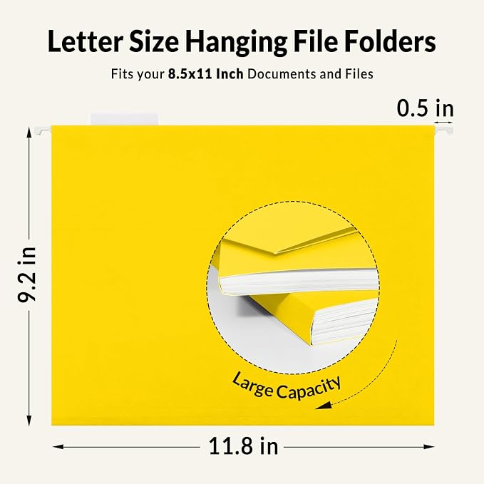 SUNEE Hanging File Folders, 25 Pack Letter Size Hanging File Folders - Image 5