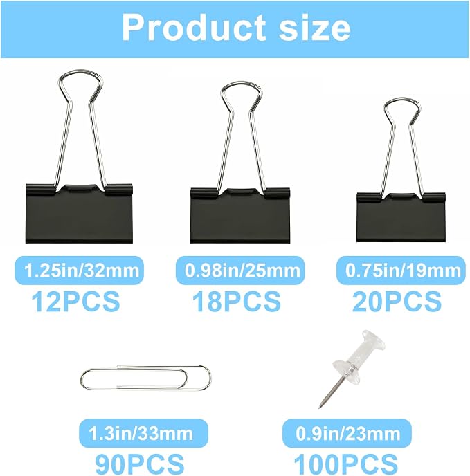 Paper Clips and Binder Clips Office Supplies Paperclips Assorted Sizes - Image 3