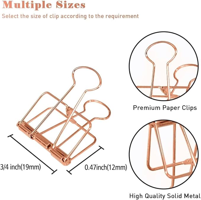 Rose Gold Hollow Out Micro Binder Clips - Image 2