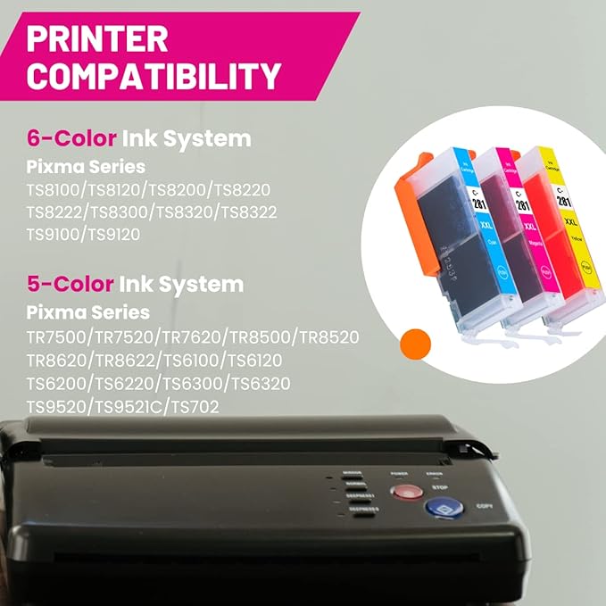 CLI-281 XXL Cyan/Magenta/Yellow-3 Color Ink Compatible with Canon 281XXL CLI281 Value Pack Work for Pixma TS6120 TS8120 TR7520 TR8520 TS9120 TS6220 TS8220 TS9520 TS9521C-DeskLoop Office