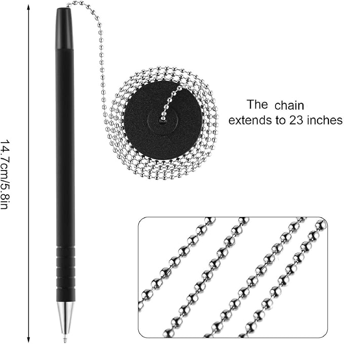 Outus 6 Pieces Secure Pen with Chain and Adhesive Pen Holder Reception Counter - Image 5