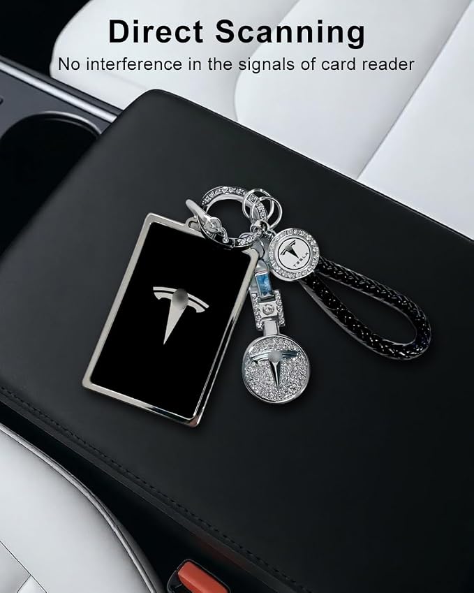 for Tesla Key Card Holder Bling Key Chain Card Key Holder - Image 2