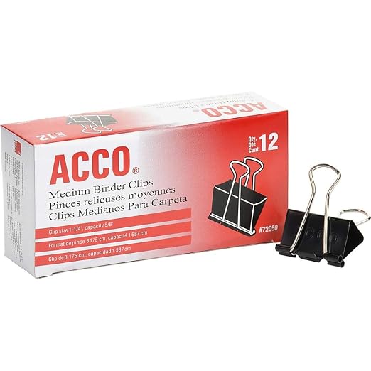 Acco 72050 Medium Binder Clips, 1-1/4-Inch W, 5/8-Inch Cap, Blk/Silver - Image 2