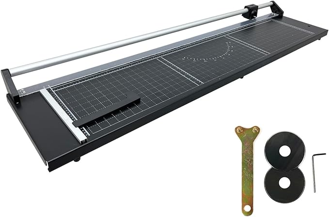 48'' Manual Rotary Paper Trimmer Cutter with an Angle Line Rolling Guillotine Paper Cutting Machine for Cutting Photo Paper, Film（Black）-DeskLoop Office