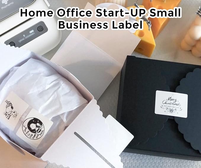 Phomemo 2.35"x 1.57" Thermal Sticker Label 180 Pcs/Roll Compatible with M220,M250,M260,M421,M221,M200 Label Printer, Strong Permanent Adhesive & Perforated, for Customer Mailer, Business Letter, Gift-DeskLoop Office