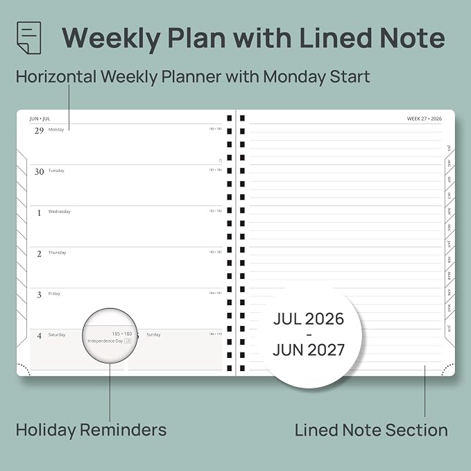 POPRUN Weekly Planner 2026-2027, Large-8.5" x 10.5", Academic Agenda 2026-2027 - Image 3