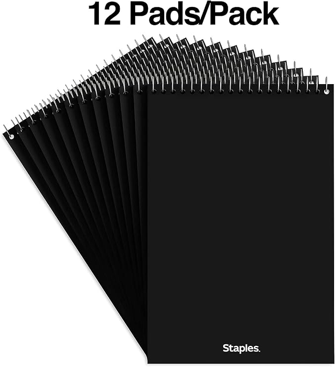 STAPLES Steno Notepads, 6” x 9”, Gregg Ruled, Top Wirebound, 80 Sheets - Image 3