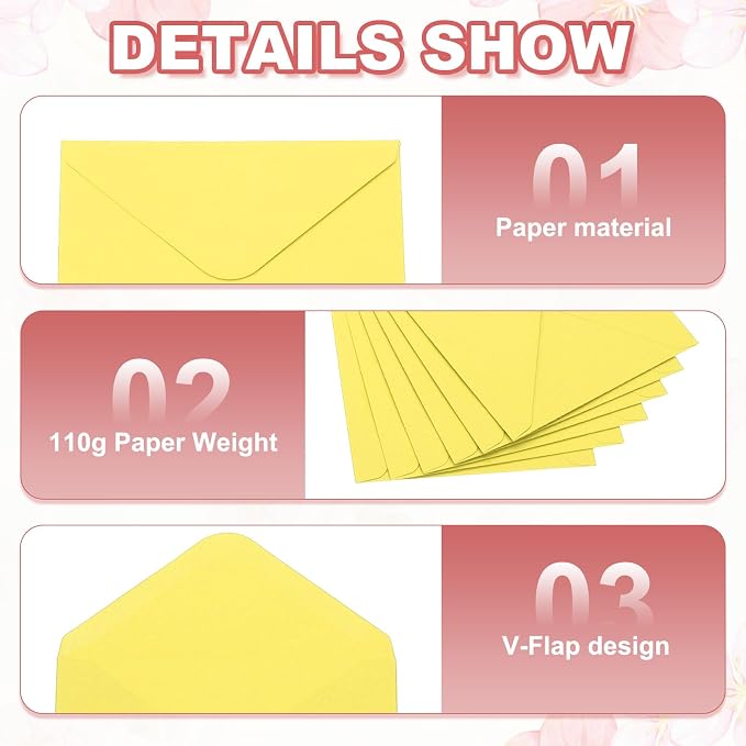 PATIKIL 7x5 Inch Invitation Envelopes, Lemon Yellow - Image 4