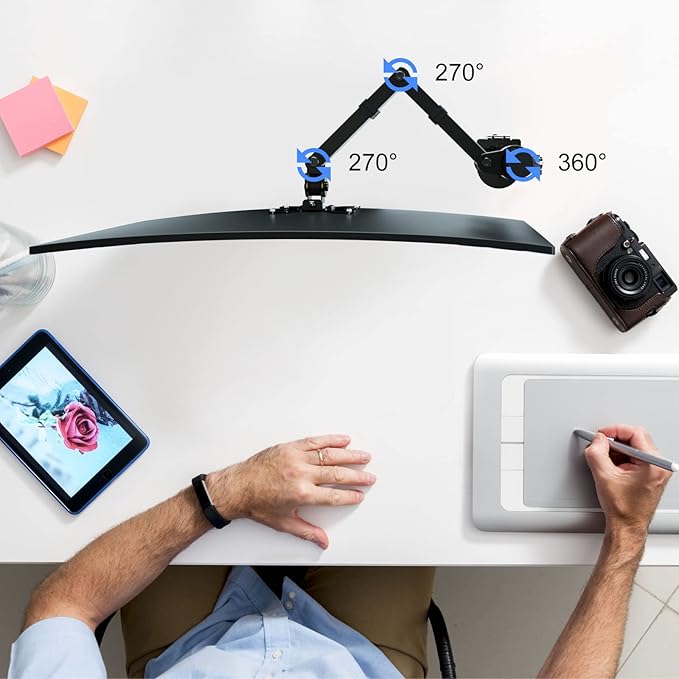 Pholiten Single Monitor Arm Desk Mount, Holds Screens up to 32 inch,Holds Up to 22lbs,Fully Adjustable Stand with C-Clamp and Grommet Base,100x100 Vesa Monitor Stand-DeskLoop Office