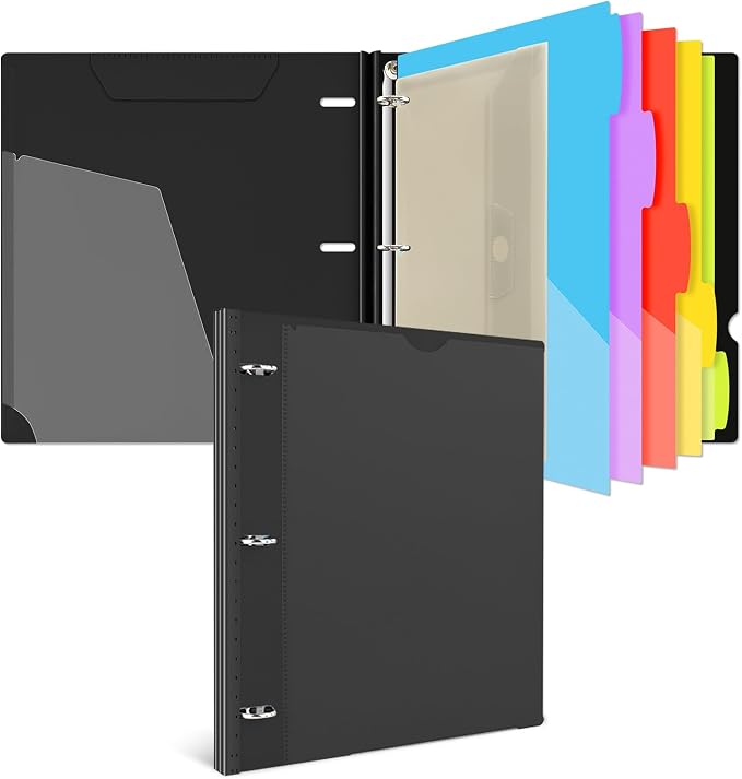 INFUN 1 Inch 3-Ring Telescoping Project Organizer Binder, 13 Pocket, by INFUN