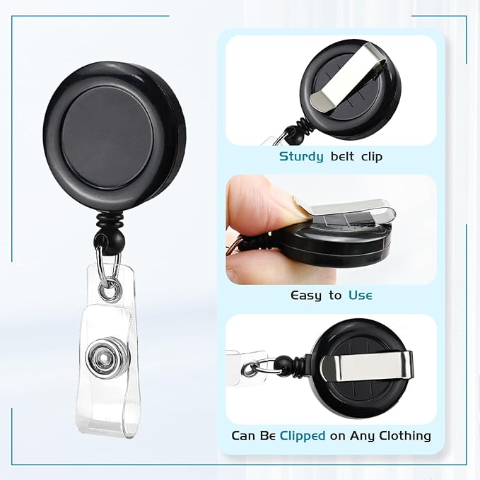 2 Pack Retractable Name Badge Holder Reel - Image 2