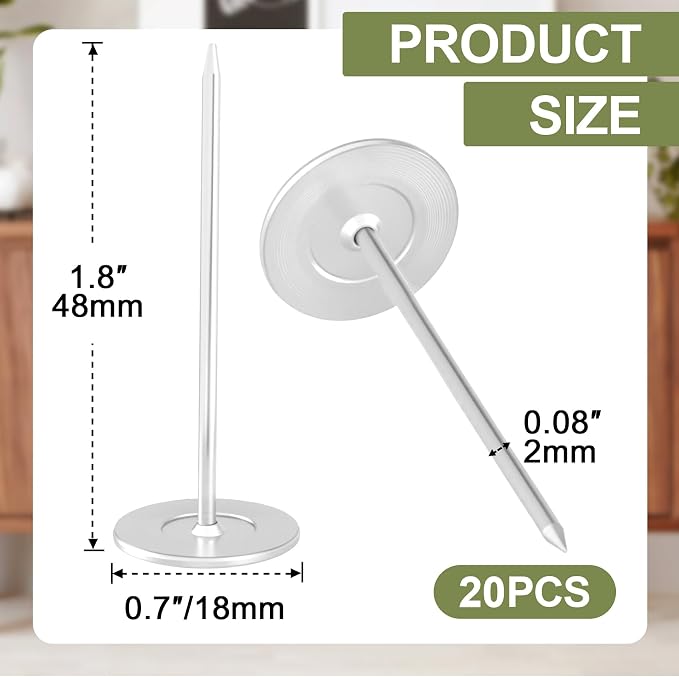 20pcs Flat Head Thumb Tacks for Wall, 18 x 48 mm Decorative Wall Pins Nails for - Image 2