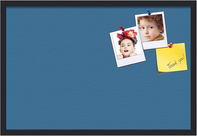 PinPix 30x20 Inch Cork Bulletin Board. This Decorative Framed Pin Board Comes with Navy Pastel Design and a Satin Black Frame. Ideal for Home Office Decor or Message Board (PinPix-1811)-DeskLoop Office