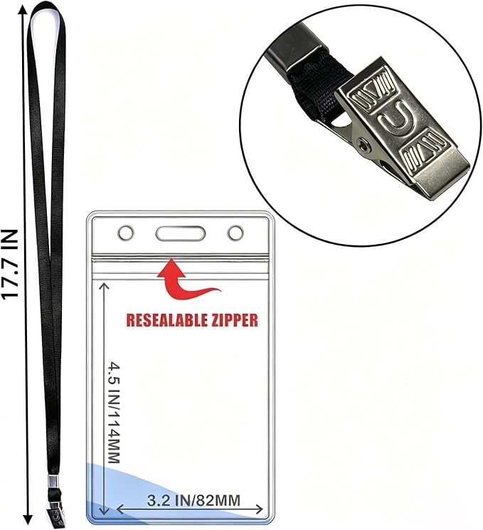 4x3 Name Badge Holder with Lanyard 50 Pack Name Tags with Clips - Image 3
