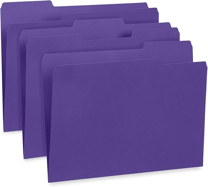Blue Summit Supplies Purple File Folders, Letter Size, 1/3 Cut Tab, Great Folder - Image 3