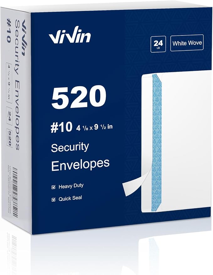 Vivin #10 Self-Seal Security-Tinted Business Envelopes by ViVin
