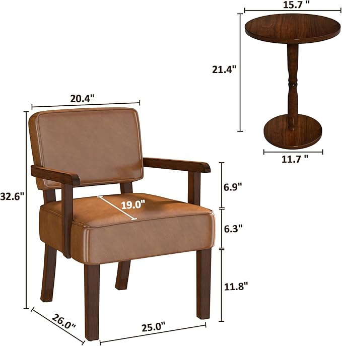 Accent Chair, PU Leather Living Room Chairs Oversize with Soft Seat and Armrests for Living Room Dinning Room Bedroom Reading Room Waiting Room-DeskLoop Office