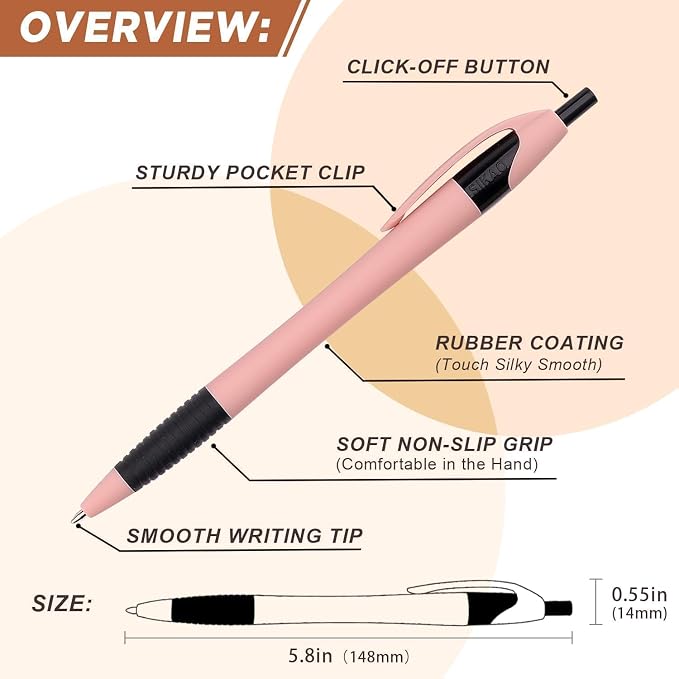 Pens Bulk, 60 Pack Gripped Slimster Ballpoint Pens -Morandi | Black Ink 1.0mm - Image 8
