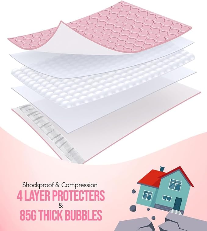 GSSUSA Light Pink Bubble Mailers 6X10 Inches 500 Pack, Padded Poly Bubble Mailer - Image 6
