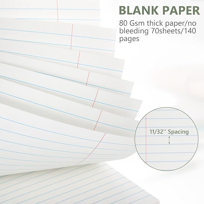 6 Pack 8.5 x 11'' Top Bound Office Steno Book Wide Ruled Double Sided Spiral Notebooks Reliable White Paper 70 Sheets/Pad Pastel Colors Covers for Writing School Notes(Classic Color)-DeskLoop Office