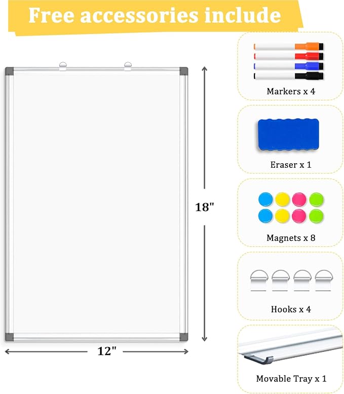 Double-Sided Magnetic Aluminum Frame Whiteboard, Hanging Mounting White Board - Image 3