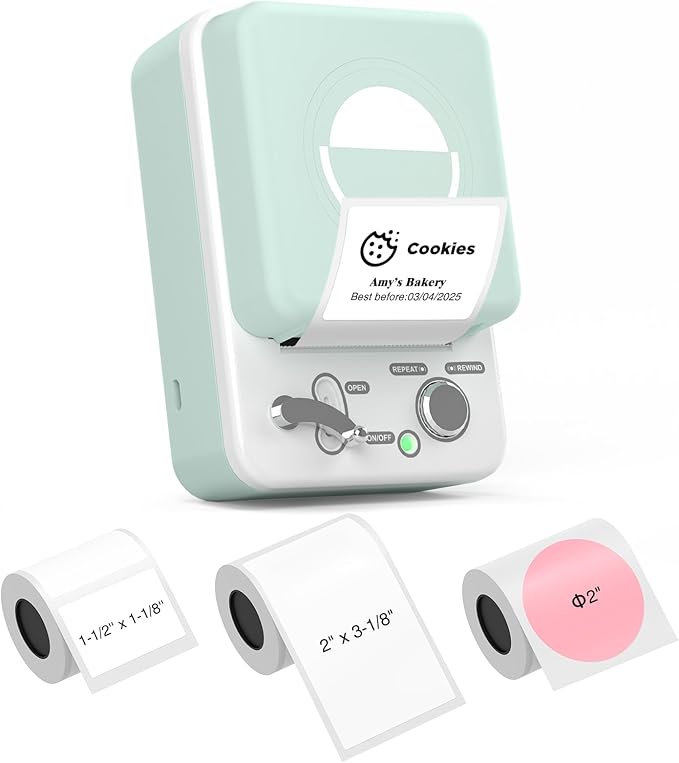 SUPVAN T50M Plus Bluetooth Label Maker Machine with 3 Tapes, High Printing Clarity, Versatile App with 40+ Fonts and 450+ Icons, Inkless Labeler for Business, Home, Office Organization, Green-DeskLoop Office