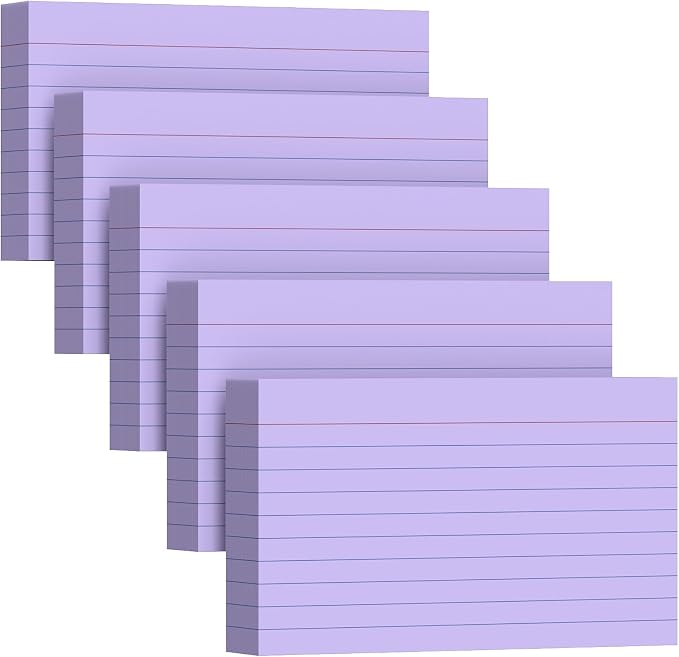 250 Count Index Cards 3 x 5 Inch, Heavyweight Purple Lined Note Cards Portable by Unknown