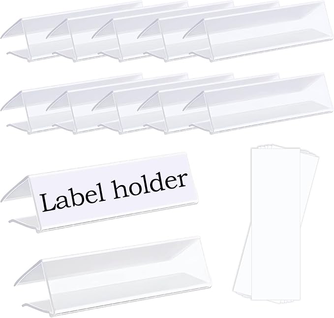 30-Pack Clear Plastic Shelf Label Holder Clips, Fits 0.6-0.78 inch Thick Wire & by Unknown