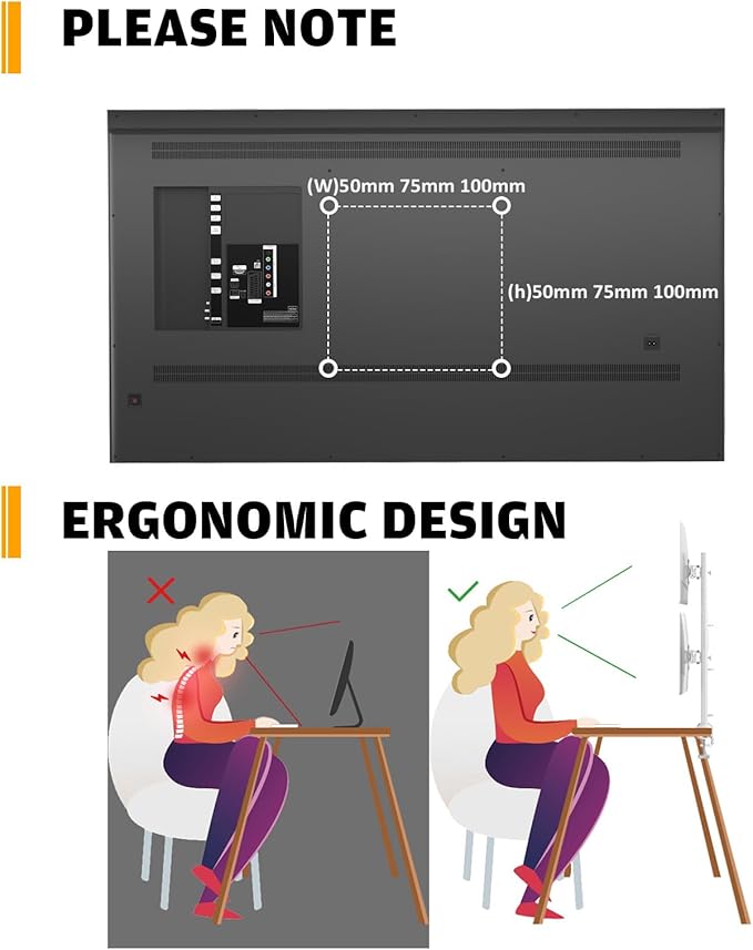 Dual Monitor Articulating Desk Mount Arm Stand - Vertical Stack Screen Supports Two 13 to 34 Inch Computer Monitors with C Clamp White-DeskLoop Office
