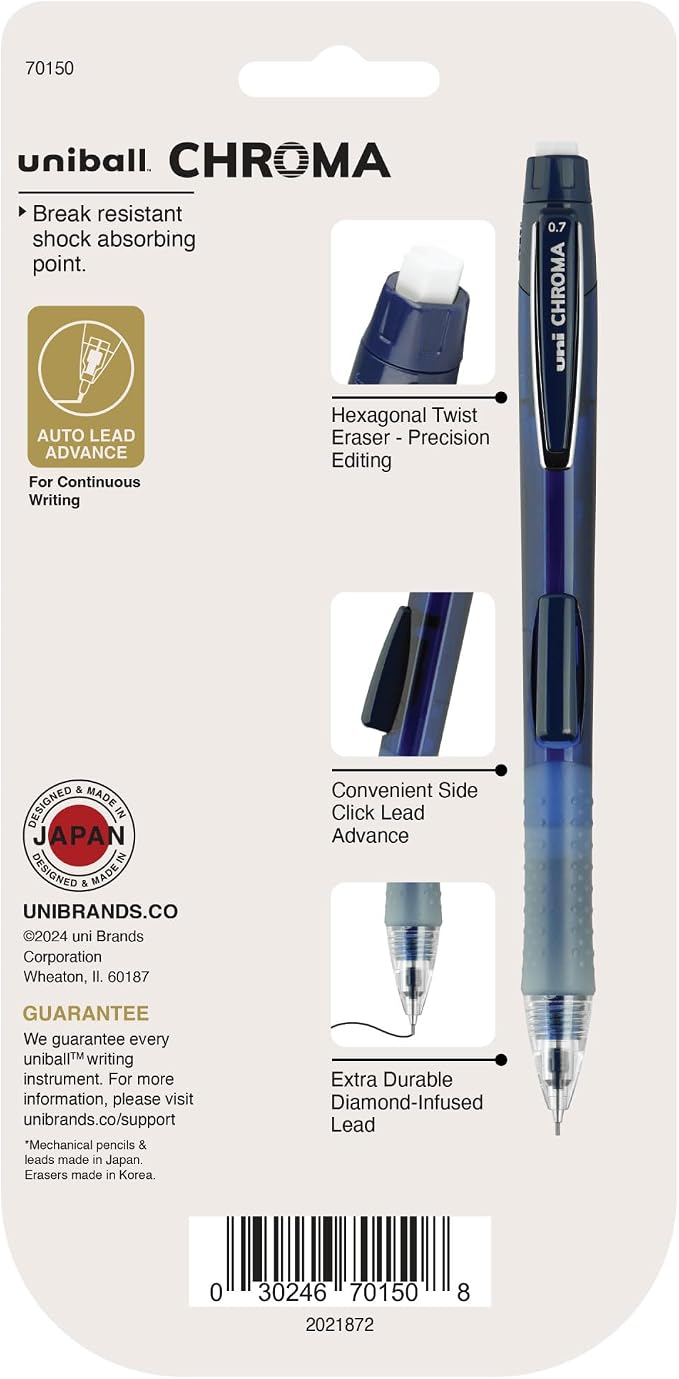 uniball Chroma Mechanical Pencil Starter Kit, HB #2, 4 Pack - Image 8