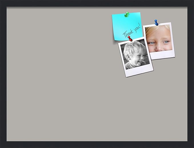 PinPix 27x20 Inch Cork Bulletin Board. This Decorative Framed Pin Board Comes with Dark Stone Design and a Satin Black Frame. Ideal for Home Office Decor or Message Board (PinPix-1808)-DeskLoop Office