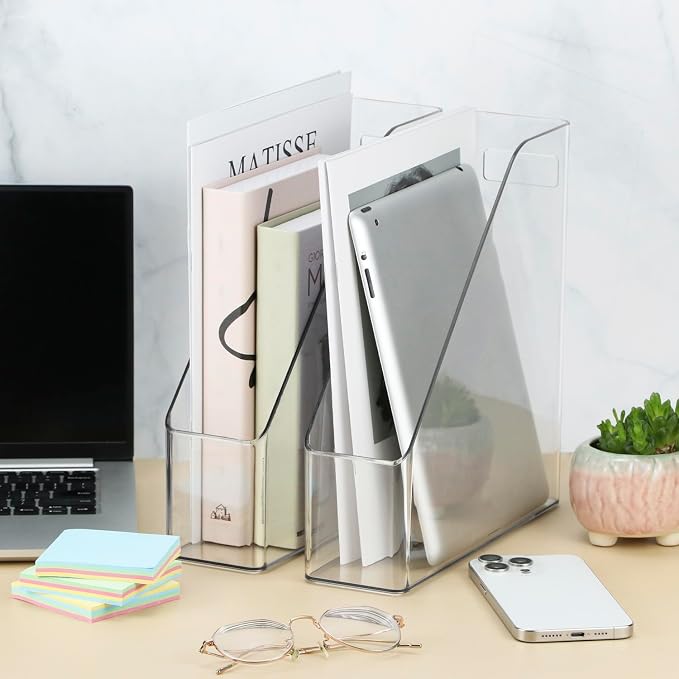 QWORK Clear Acrylic Magazine File Holder, 10.24” X 9.45” X 3.54”, Reliable and - Image 8