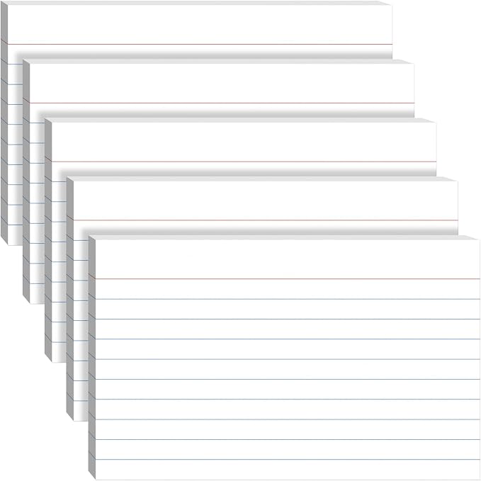 Index Cards 5x8, 100 Sheets, Ruled White Flash Cards by Ciphyfee