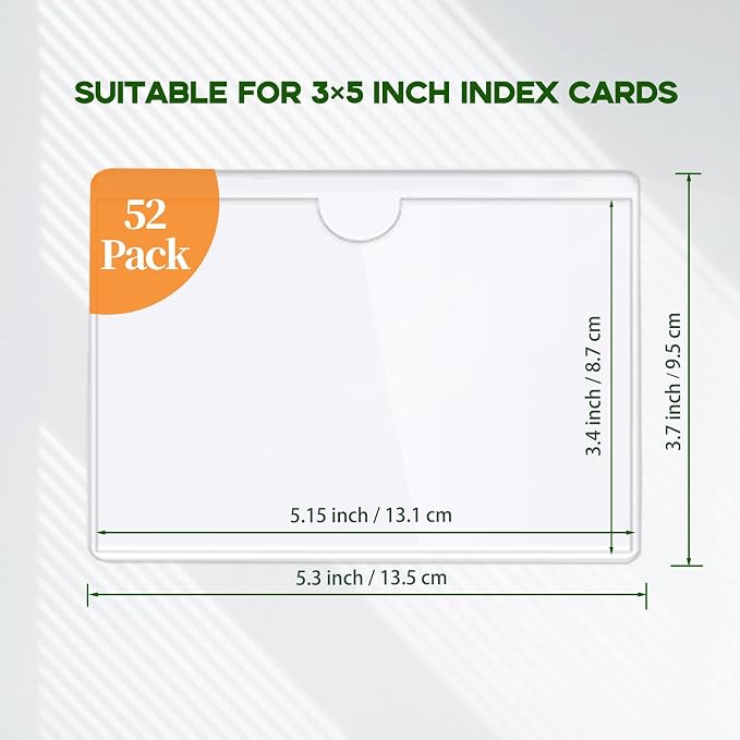 52 Pack Label Pockets for Storage Bins, 3x5 Sticky Index Card Holder, Goefun - Image 3