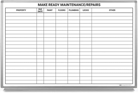 Make Ready Maintenance/Repairs Whiteboard 60" x 40" by CreativeSafetySupply