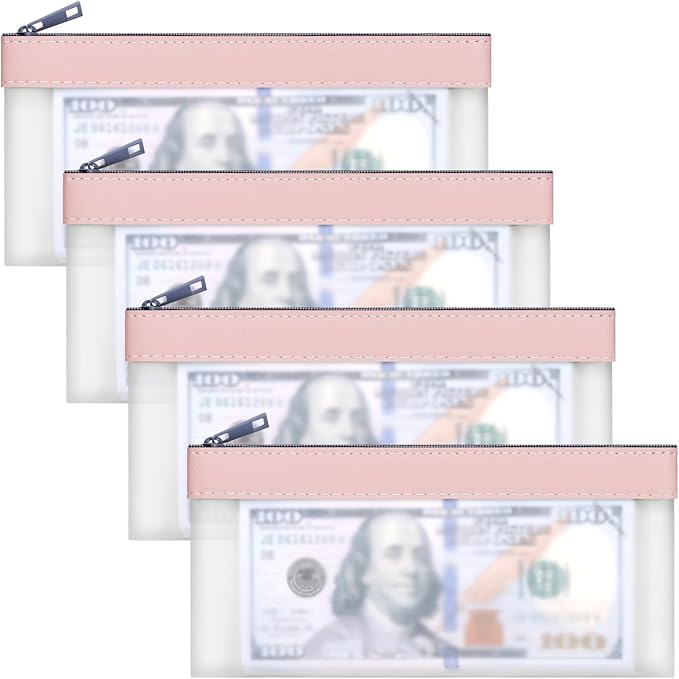 4pcs Storage Bags with Zipper, Waterproof Cash Bag by VOCHIC