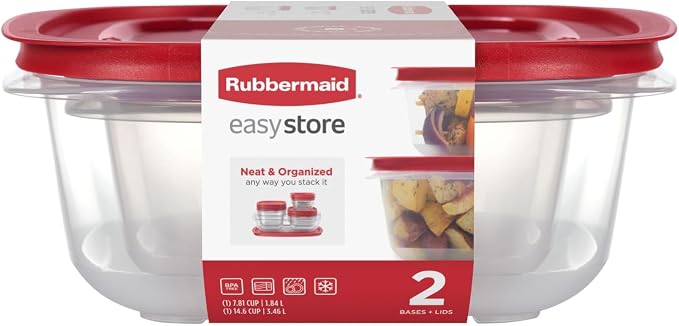 Rubbermaid 7.81- and 14.66-Cup EasyStore Square Containers, 2 Pack, Food by Unknown
