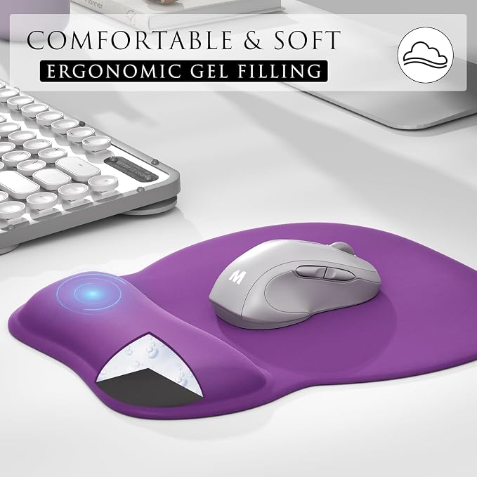 MROCO Ergonomic Mouse Pad with Gel Wrist Rest, 9.4 x 8.1 in, Violet Purple | - Image 4