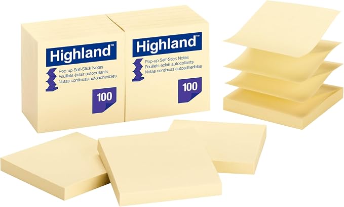 Highland Pop-up Sticky Notes, 3 x 3 Inches, 12 Pack - Image 2
