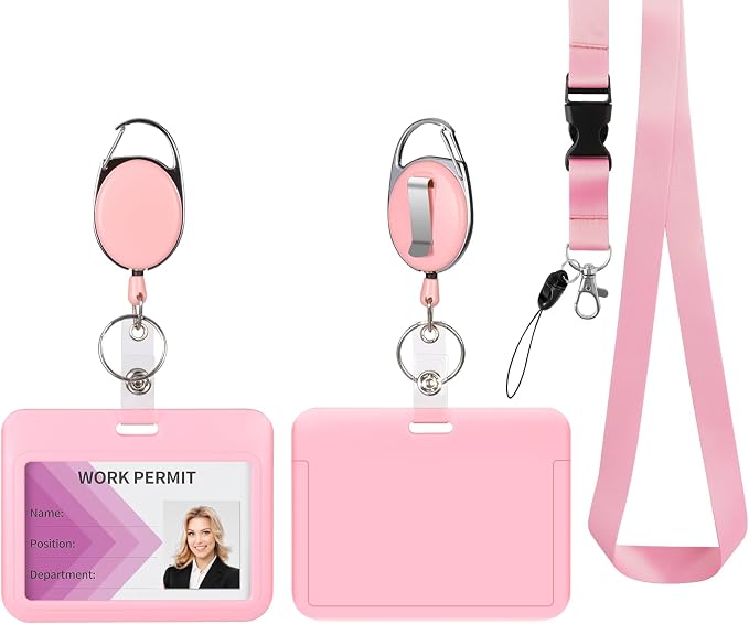 Pink Horizontal ID Badge Holder by happyhbt