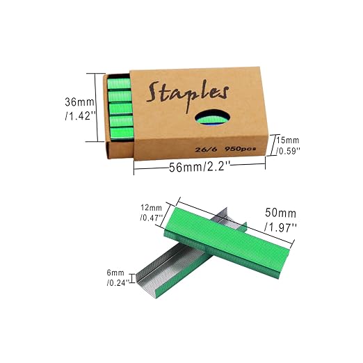 NatSumeBasics 3000 Colored Staples 26/6 Standard Green Staple Refill - Image 6