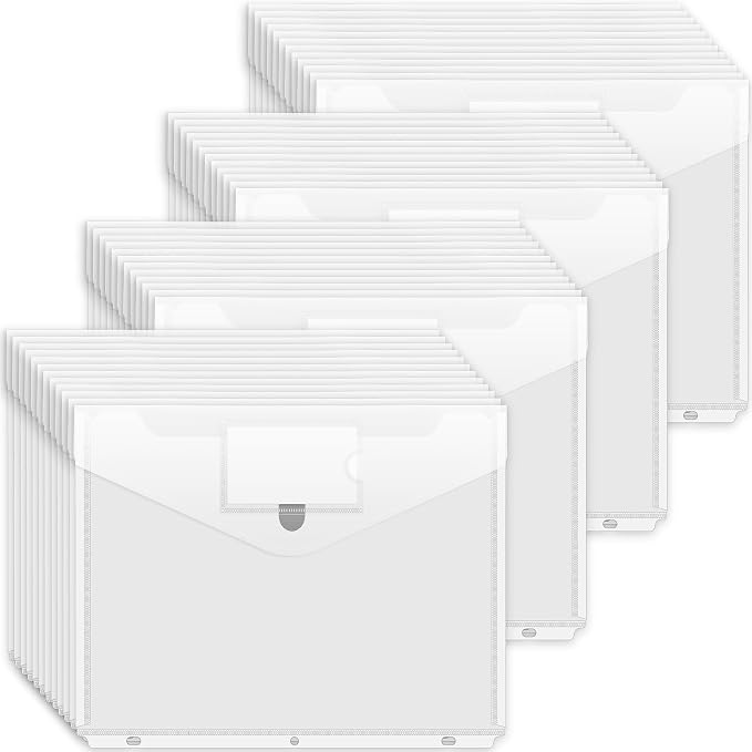 Forvencer Binder Pocket, 48 Pack Super Heavyweight Poly Binder Plastic Pocket by Forvencer