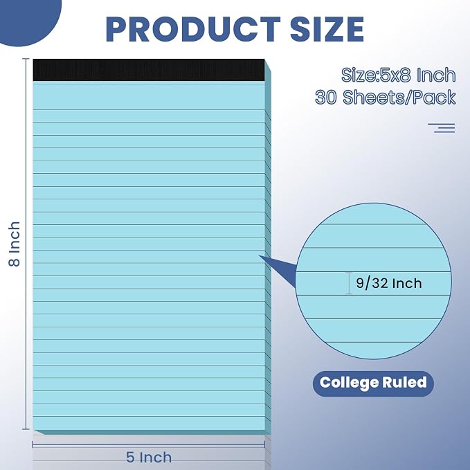 6pcs Small Note Pads, Writing Pads 5 x 8, Legal Pads, Pad Paper Perforate - Image 2