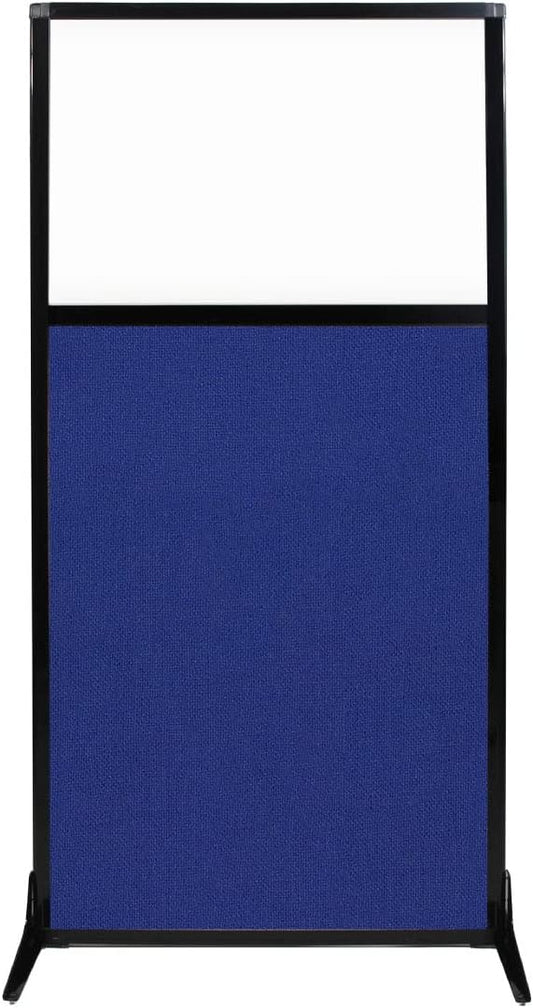 Versare Workstation Partition | Portable Wall Divider | Modern Office Cubicle | Free Standing Privacy Screen | Flexible Work Space | 33" x 70" W/Window, Royal Blue Fabric Panels-DeskLoop Office